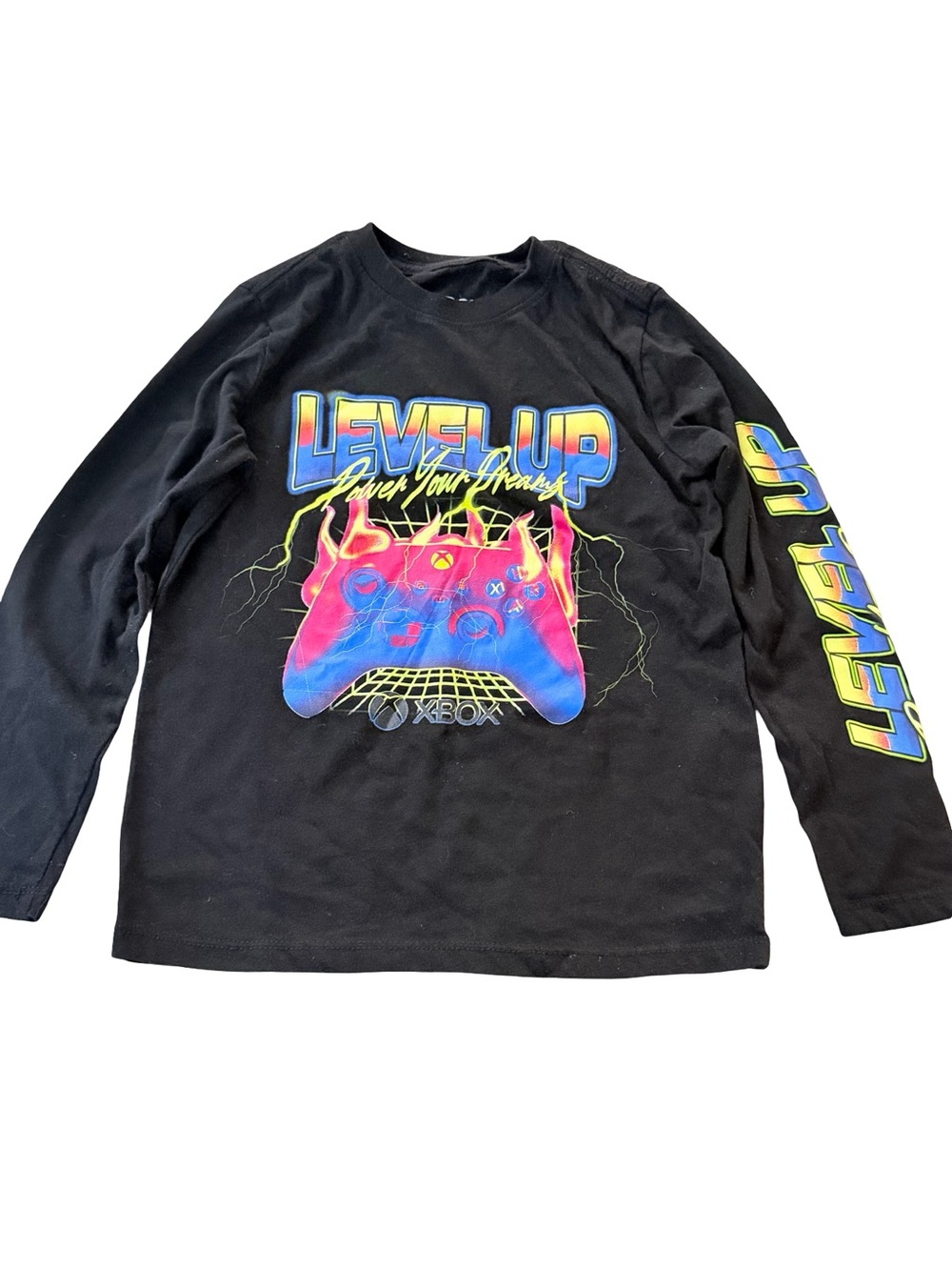 "Level Up" Black Long-Sleeve Graphic Tee